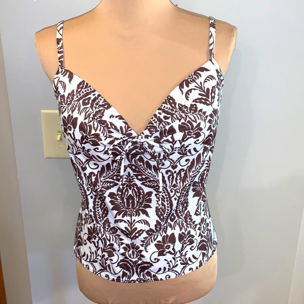 Victoria's Secret White and Brown Printed Tankini Top